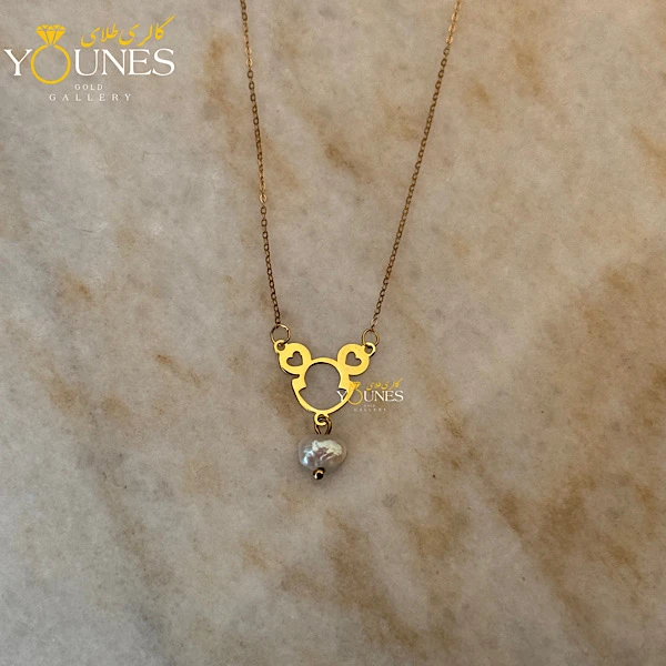 گردنبند میکی موس مرواریدی طلا